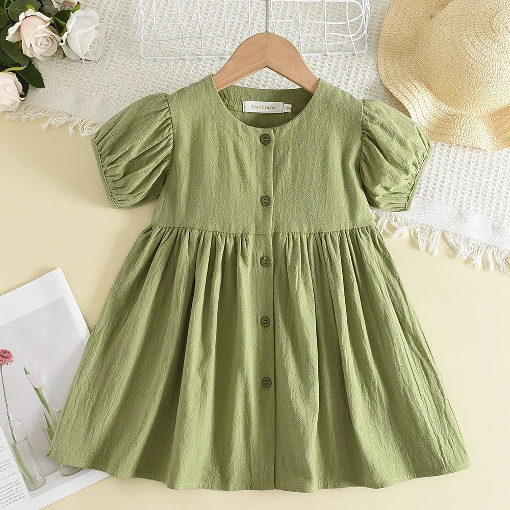 Floral Print Korean Girls Casual Dress — Summer Princess Dress for Children