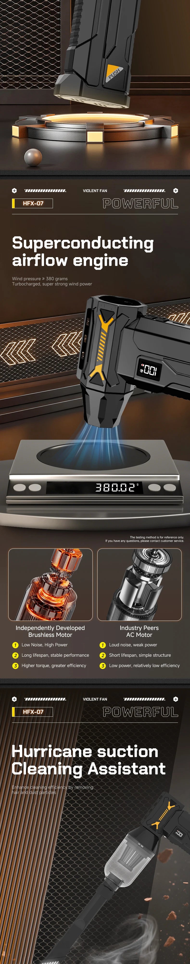 580000RPM Powerful Turbo Blower – Cordless Electric Snow & Dust Blower with LED Lighting