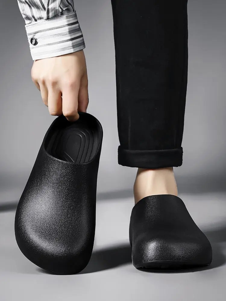 Men's All-Season Non-Slip Waterproof Chef Shoes – Closed-Toe Work Slippers