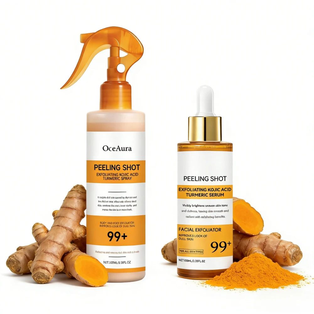 Kojic Acid & Turmeric Brightening Spray & Serum – Exfoliating, Hydrating & Firming Skin Care