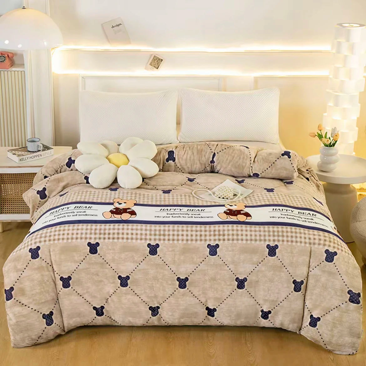 Double-Sided Flannel Coral Fleece Duvet Cover – Thick Warm Winter Bedding, 8 Colors & 6 Sizes