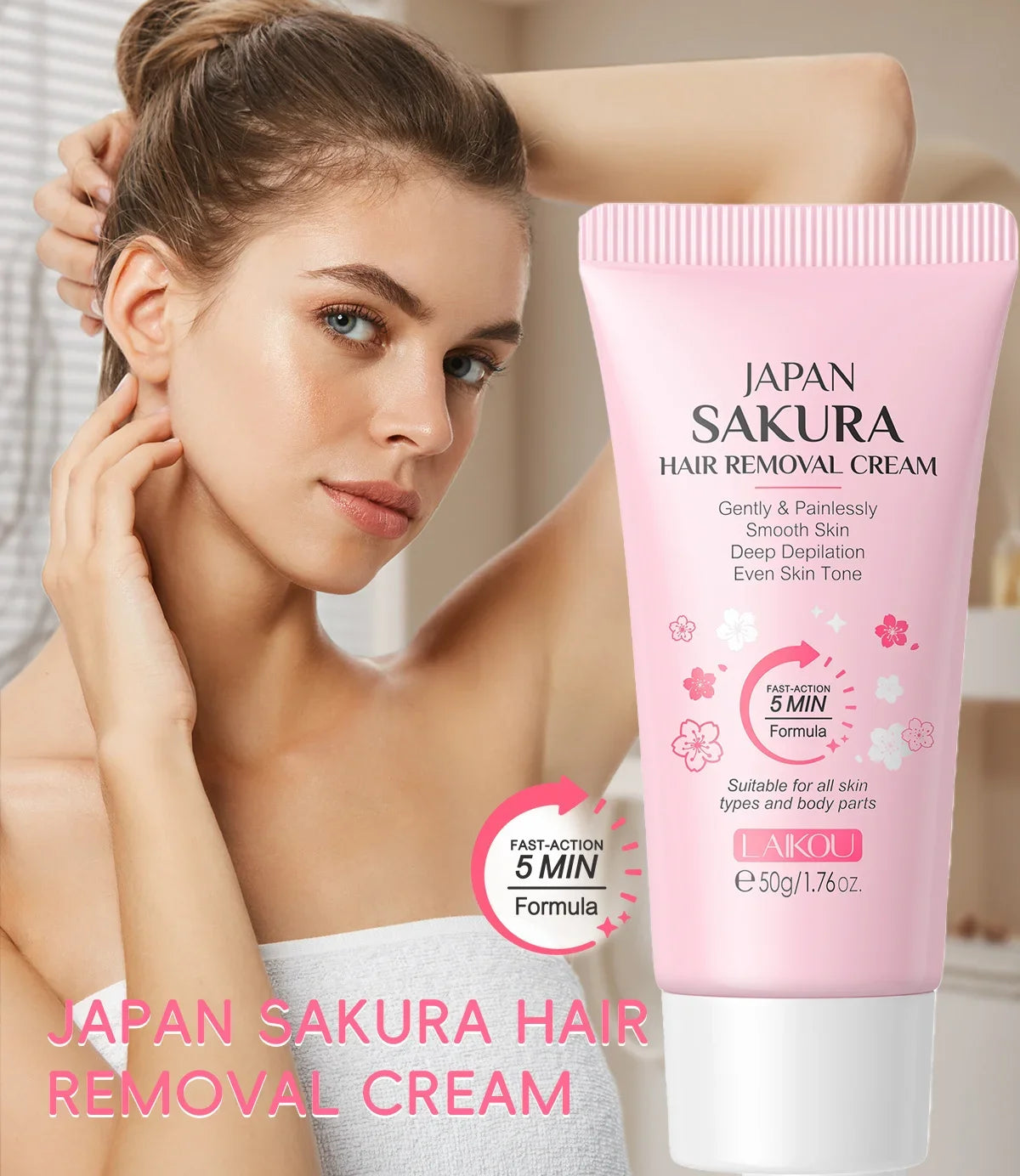 LAIKOU Hair Removal Cream For Men Women Body Intimate Areas Skin Care Moisturizing 50g