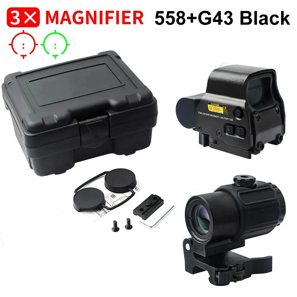 558 Holographic Red Dot Sight with G43 Magnifier — Tactical Hunting Optic, 20mm Rail Mount
