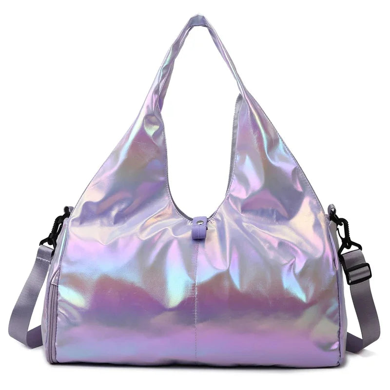 Large Capacity Gym Travel Shoulder Tote Bag – Multi-Function Ruched Cotton Handbag for Women