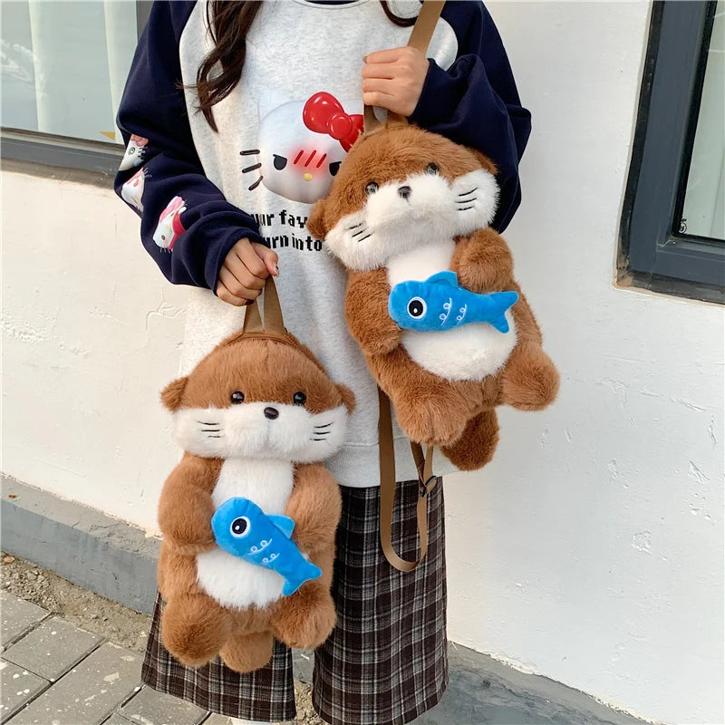 Otter Plush Backpack – Cute Stuffed Animal Bag for Kids & Girls