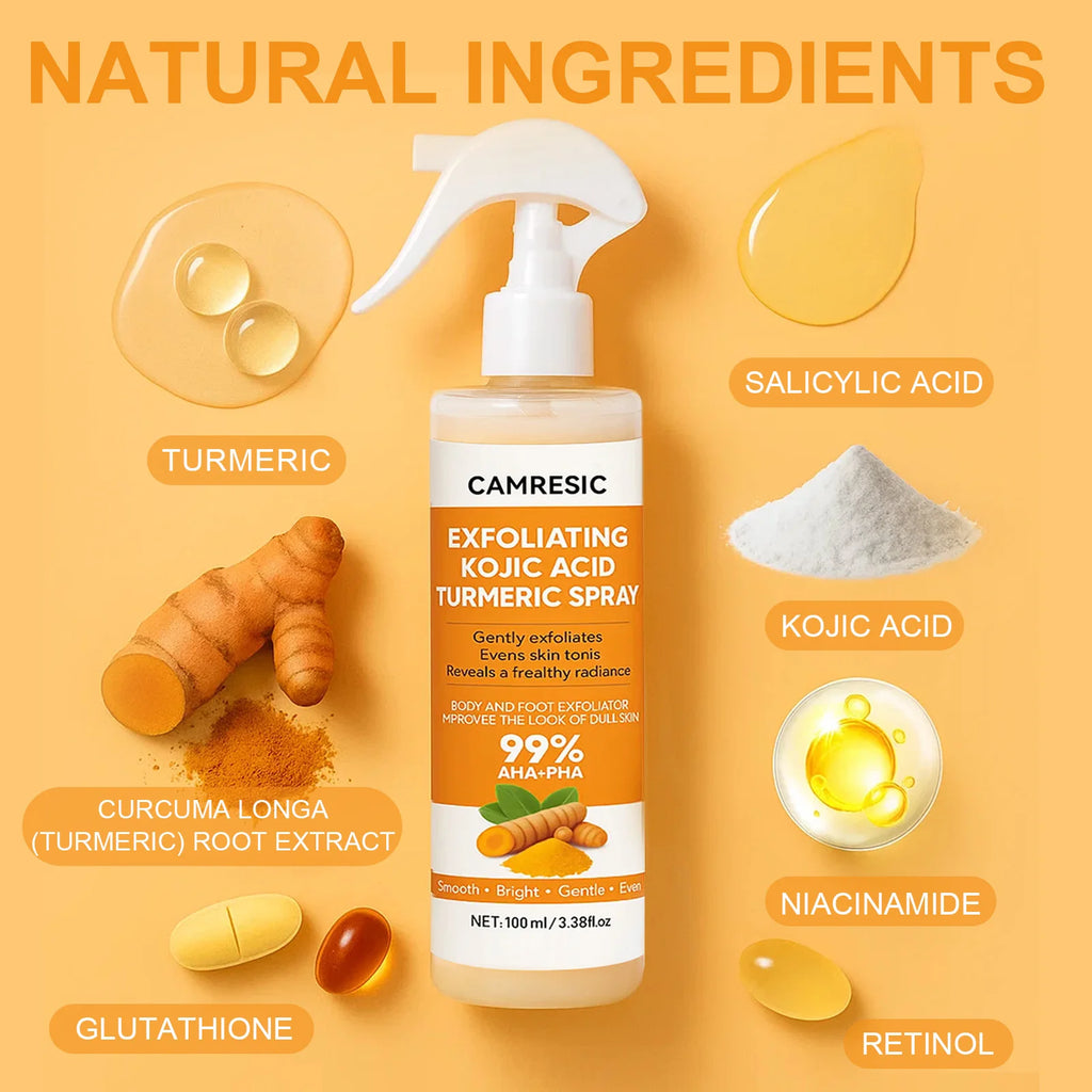 Kojic Acid Turmeric Exfoliating Body Spray – Brightening Peeling Solution 100ml
