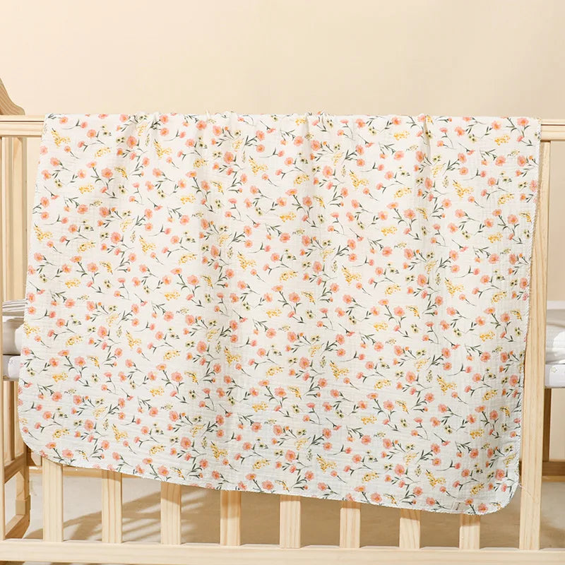 Cartoon Print Cotton Muslin Baby Swaddle Blanket – Soft Breathable Newborn Receiving Blanket