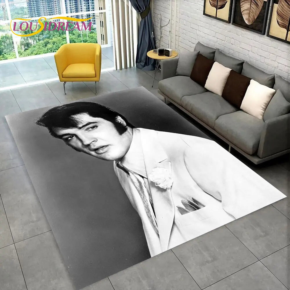 The King Elvis Presley Retro Area Rug,Carpet Rug for Living Room Bedroom Sofa Doormat Decoration,kids Play Non-slip Floor Mat 3D