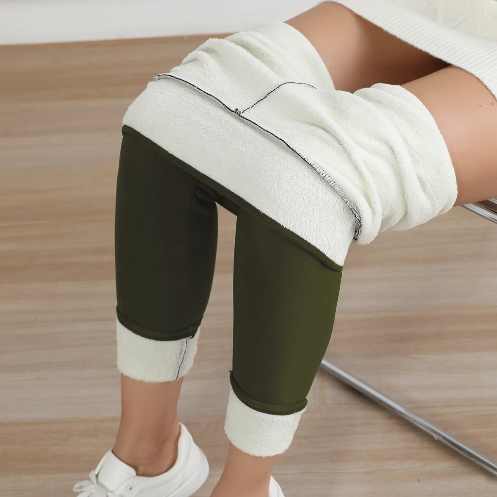 Women's Fleece Velvet Leggings – Warm Thickened High Waist Tights for Autumn & Winter