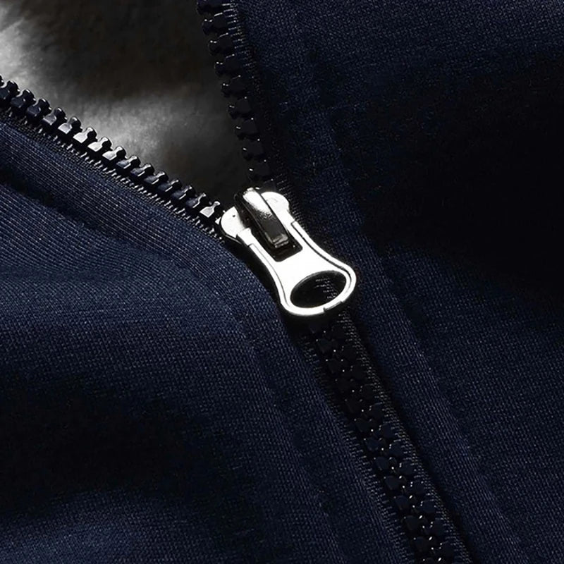 Men's Camouflage Fleece Hooded Zip Jacket – Thick Streetwear Coat for Autumn & Winter