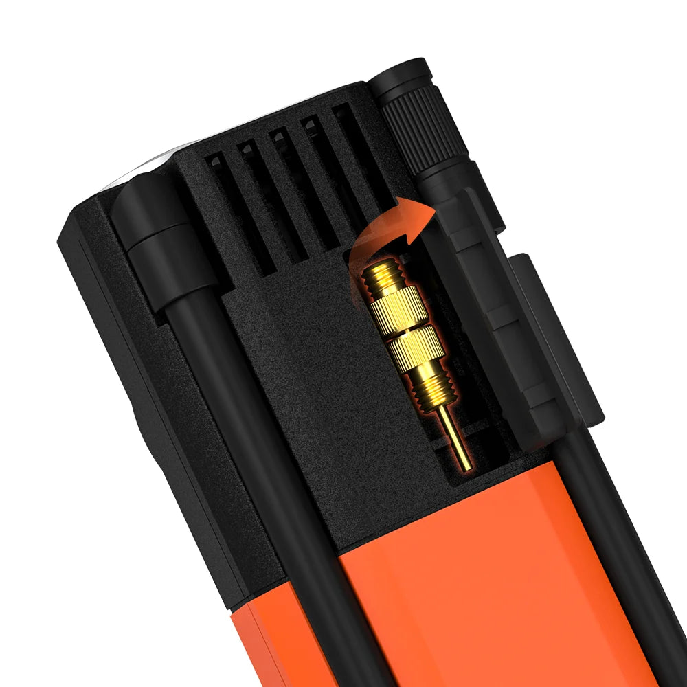 Portable Tire Inflator with Built-In Hose and Storage