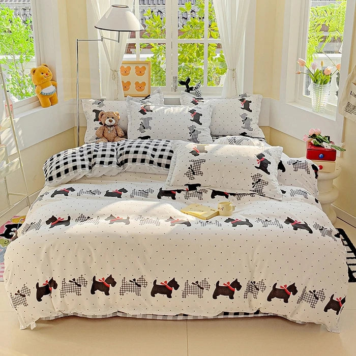 Microfiber Reactive Print Bedding Set – Duvet Cover, Flat Sheet & Pillowcases, 16 Patterns & 5 Sizes