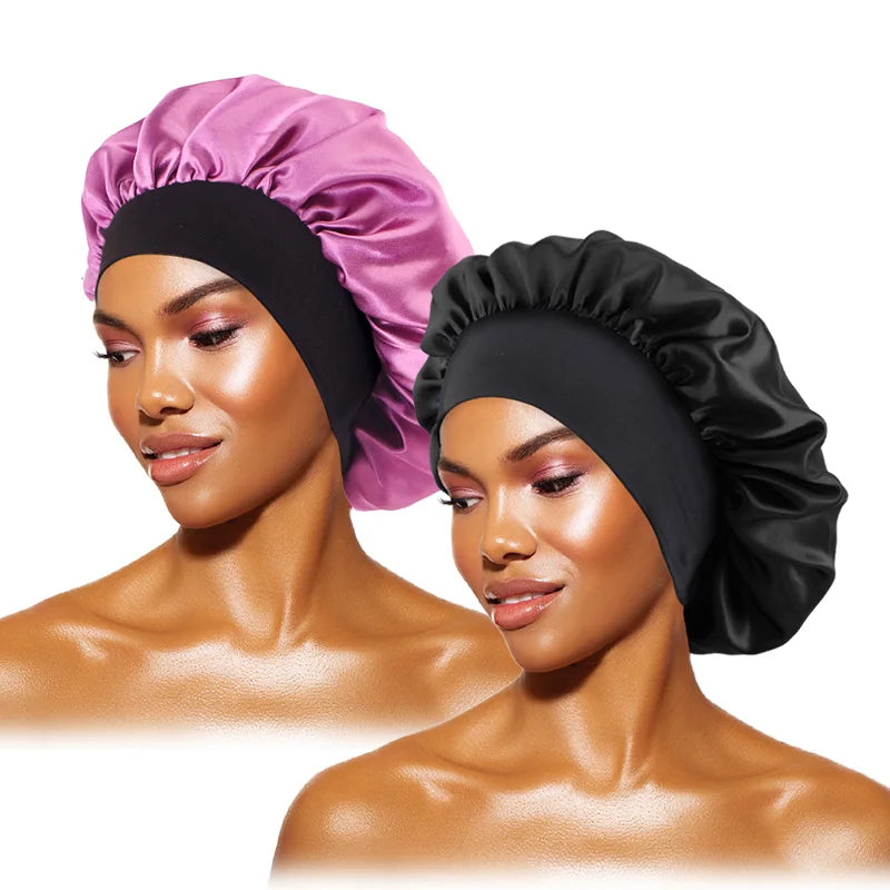 Satin Sleep Bonnet — Wide-Brim Hair Care Cap