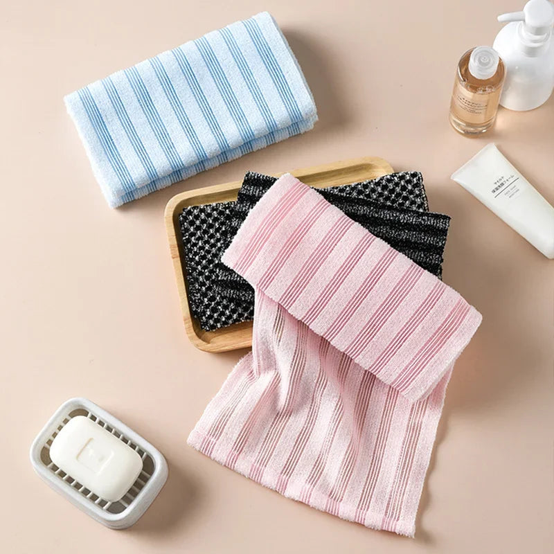 Japanese Rubbing Washcloth Bath Nylon Towel Brush – Exfoliating Scrub Shower Sponge for Back