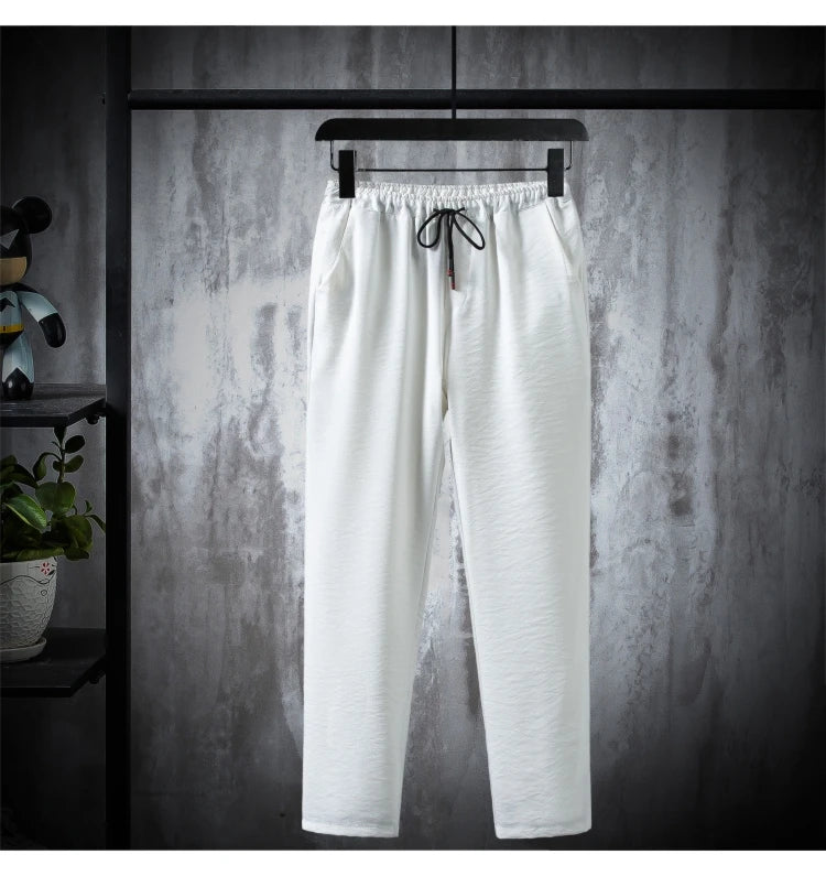 Men's 100% Cotton Linen Short Sleeve Shirt & Drawstring Pants Set
