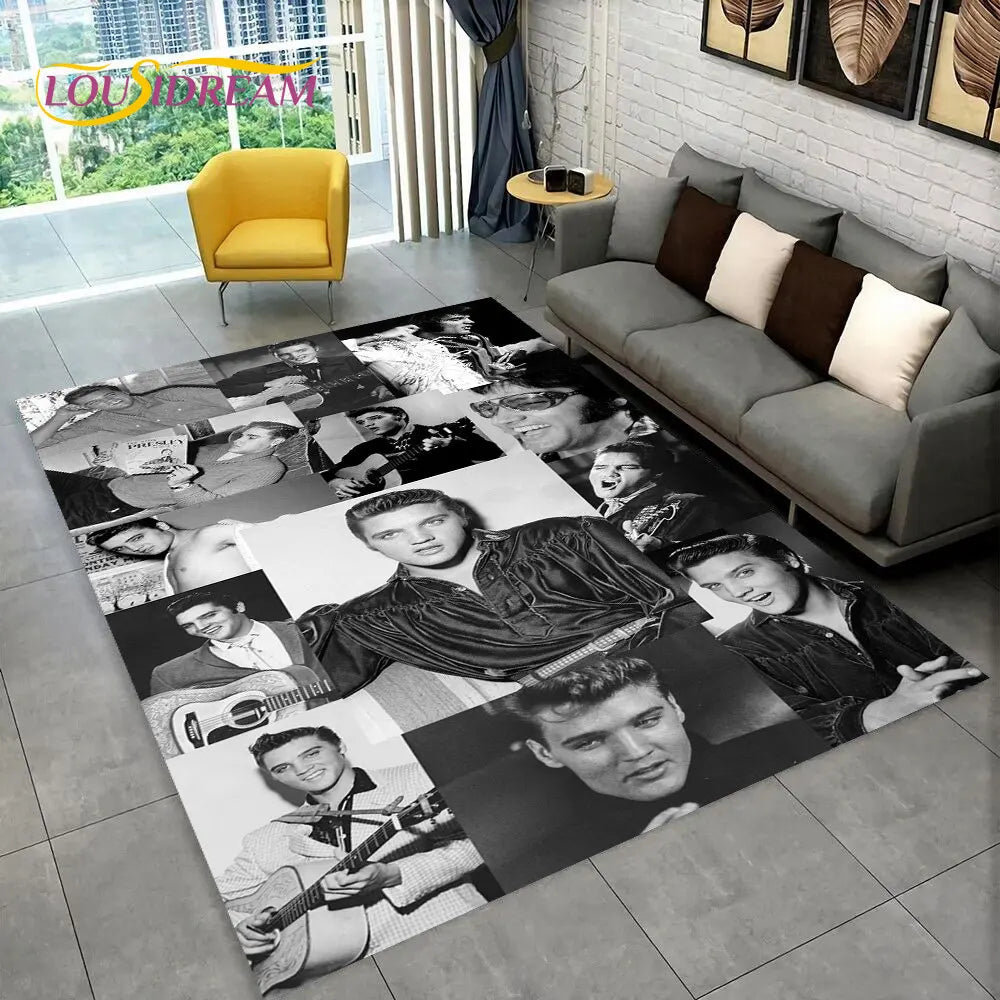 Elvis Presley Retro Area Rug – 3D Non-Slip Floor Mat for Living Room, Bedroom & Doormat, 27 Designs & 9 Sizes