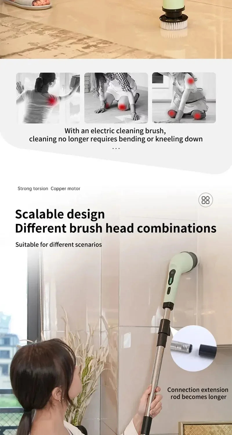 Cordless Electric Spin Scrubber – Rechargeable Power Brush for Kitchen, Bathroom, Toilet & Tile Grout