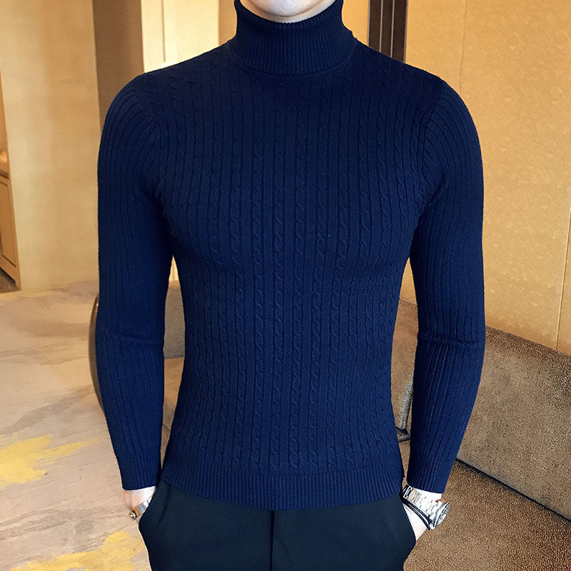 Men's Turtleneck Knitted Sweater — Classic Winter Knitwear