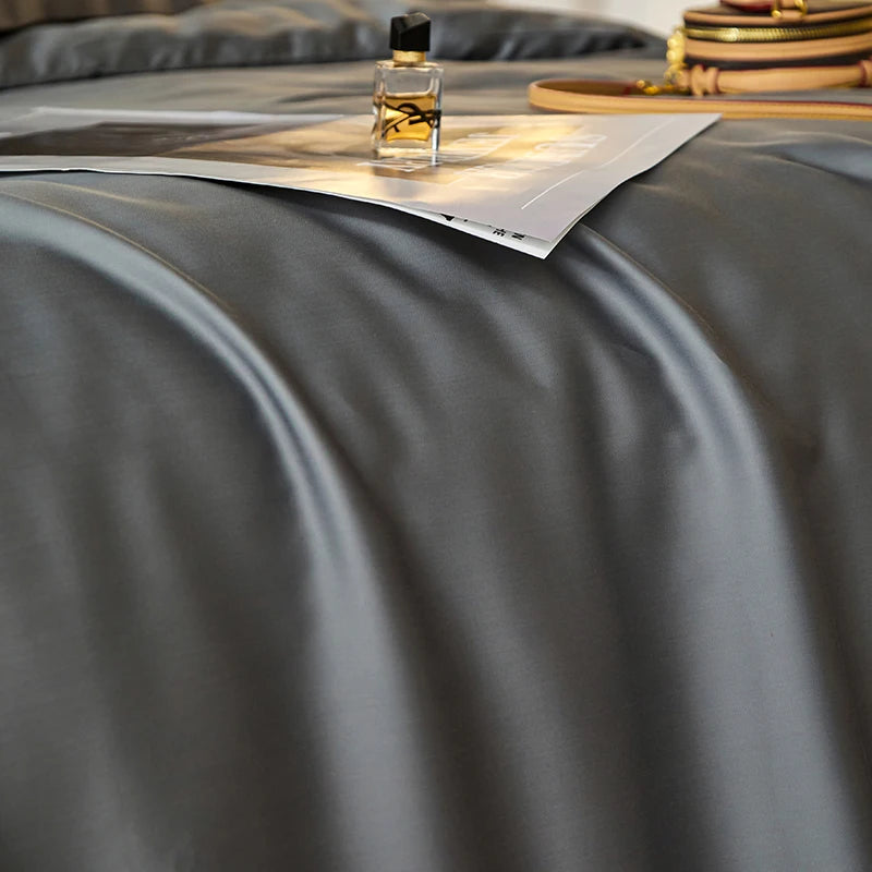 600TC Lyocell Bedding Set – Silky Soft Duvet Cover with Bed Sheet & Pillowcases, 13 Colors & 6 Sizes