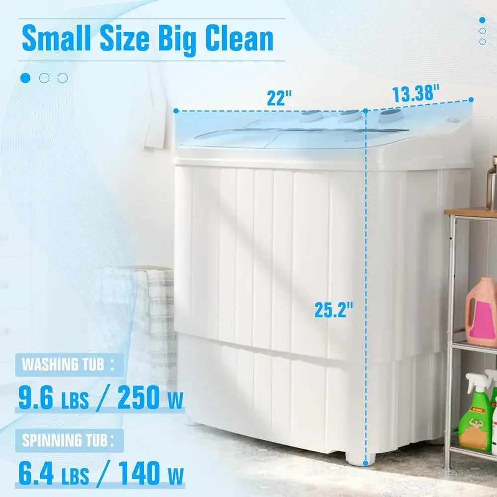 Portable Washing Machine 18 Lbs | Twin Tub Washer & Dryer Combo, Soaking Function, High Efficiency, Apartment, Dorm & RV