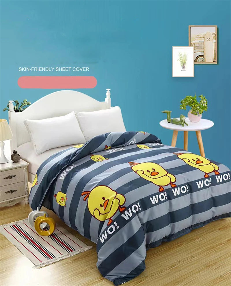 Cartoon Print Duvet Cover Set – Skin-Friendly 400TC Polyester, 3-Piece with 2 Pillowcases, 20 Designs & 4 Sizes