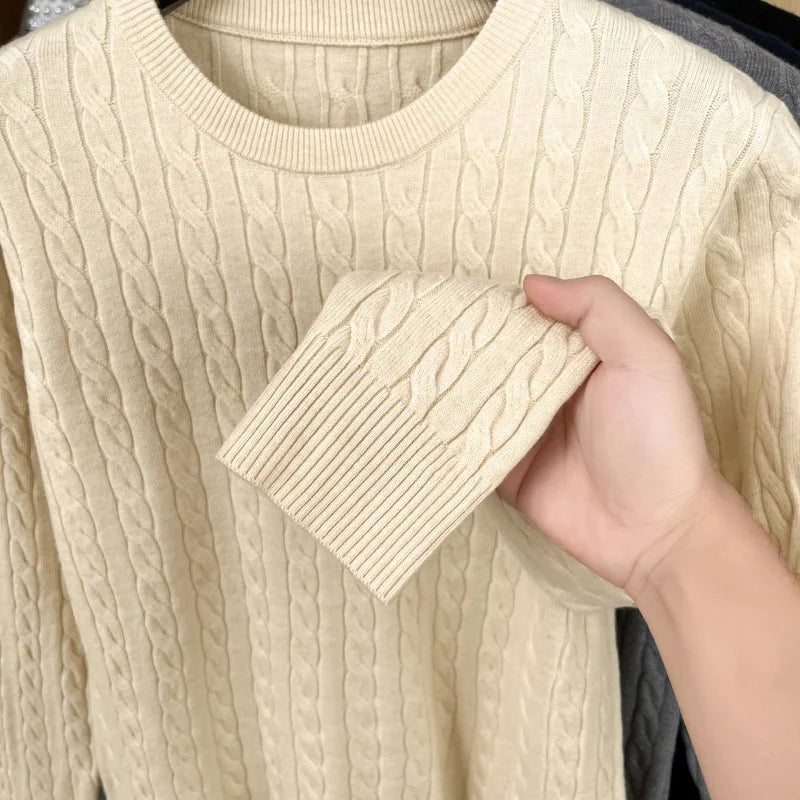 Men's Luxury Embroidery Round Neck Sweater — No-Pilling Casual Knitwear