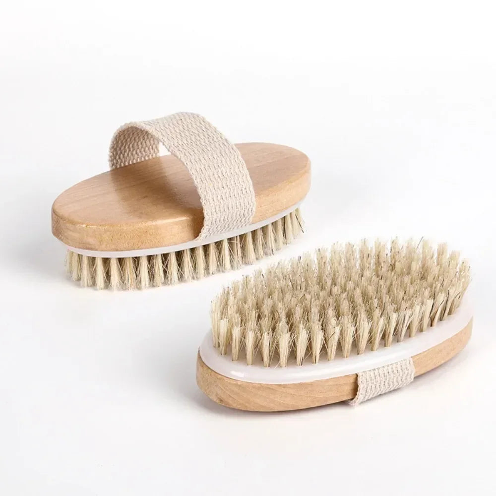 Natural Bristle Dry Brushing Body Brush – Dead Skin Remover & Anti-Cellulite Massage for Blood Circulation