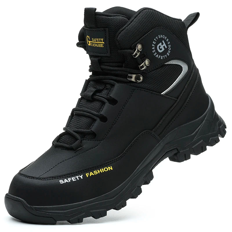 Men's Button-Closure Synthetic Work Shoes