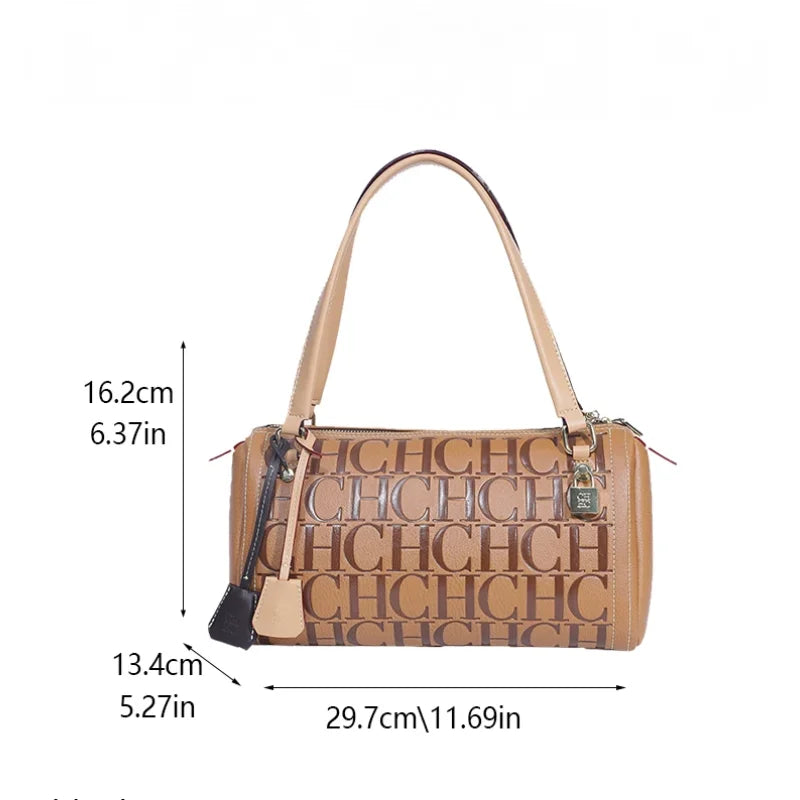 CH Niche Brand PU Bucket Bag – Large Capacity Letter Print Classic Handbag for Women 2026