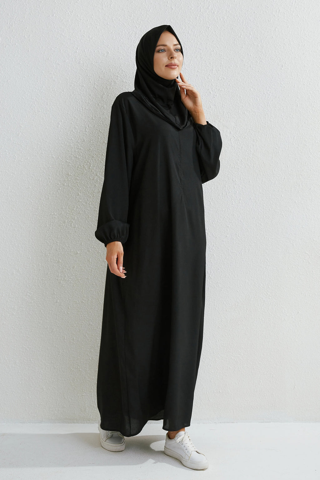 Muslim Floral Printed Full Sleeve Maxi Robe — Loose Modest Long Casual Dress