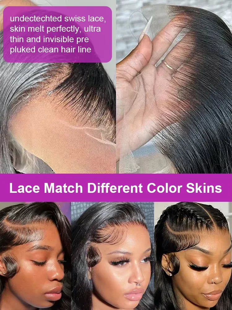200% 46 40 Inch 13X6 HD Transparent Body Wave Lace Frontal Wig Loose Wave 13X513X7 HD Lace Front Human Hair Wigs For Black Women
