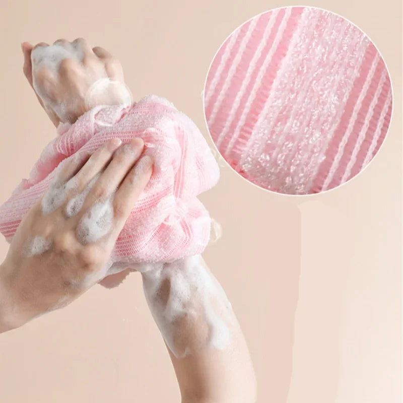 Japanese Rubbing Washcloth Bath Nylon Towel Brush – Exfoliating Scrub Shower Sponge for Back