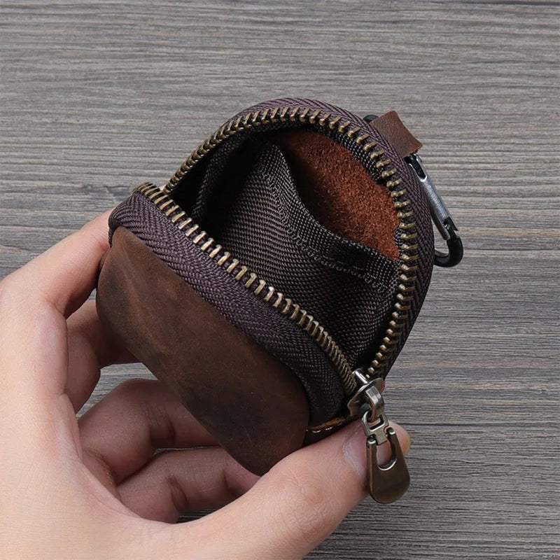 PU Leather Carabiner Coin Purse Keychain – Retro Mini Wallet in Multiple Colors