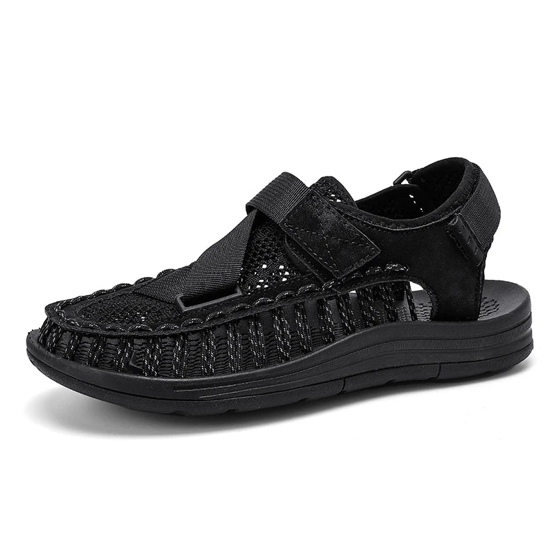 Men's Handmade Woven Beach Sandals – Breathable Casual Flat Sandals