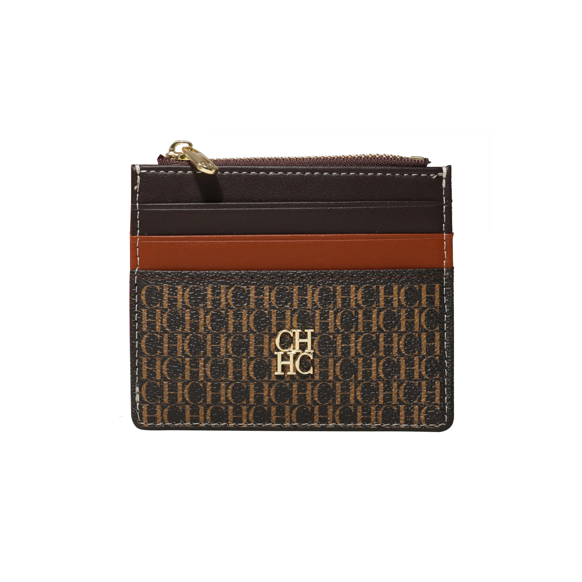 CH Letter Accent PU Leather Card Case Wallet – Elegant Compact Designer Wallet for Women