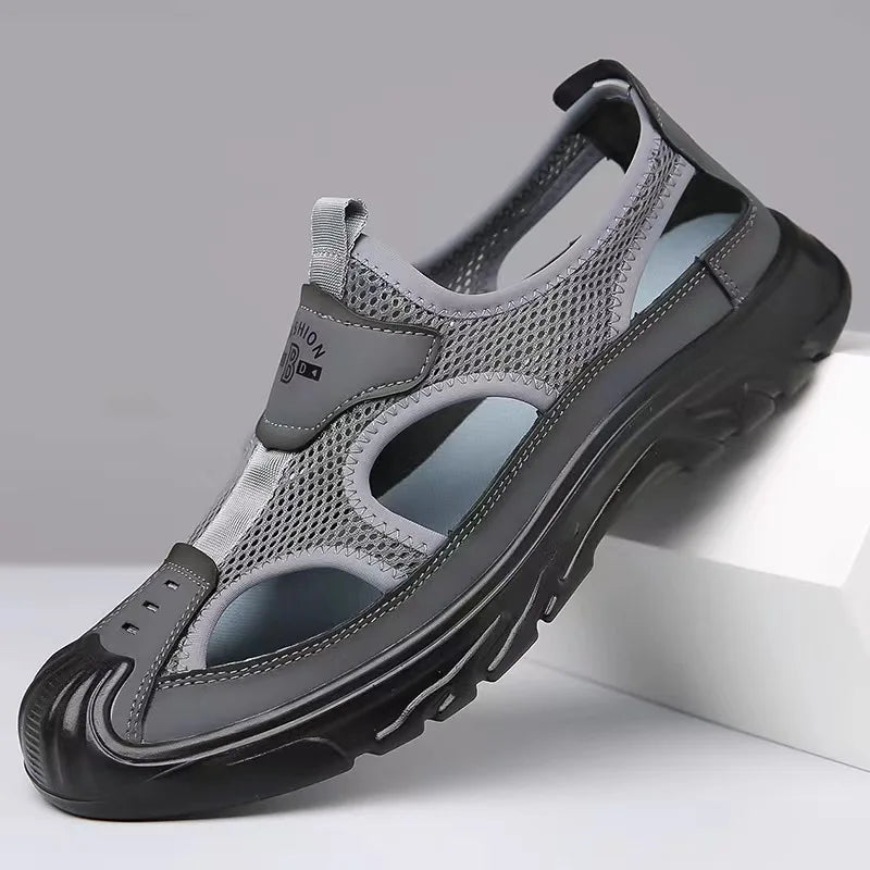 Men's Breathable Mesh Slip-On Sandals – Lightweight Non-Slip Beach & Casual Shoes