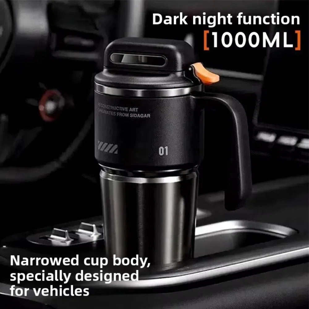 304 SS Insulated Car Tumbler with One-Click Lid & Built-In Straw – Food Safe, 27cm, Gray/Orange/White/Black