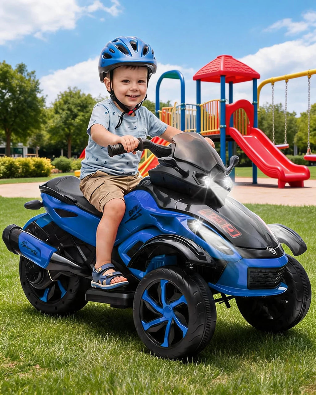 12V Kids Ride-On ATV – 3-Wheel Electric Toy with LED Lights