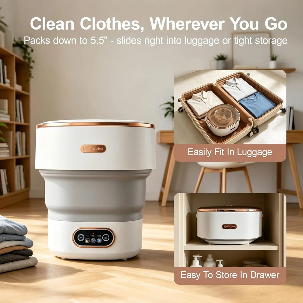 Portable Washing Machine 16L | Foldable Mini Washer & Spin Dryer Combo, 3 Modes, 120V, RV, Camping, Dorm & Apartment