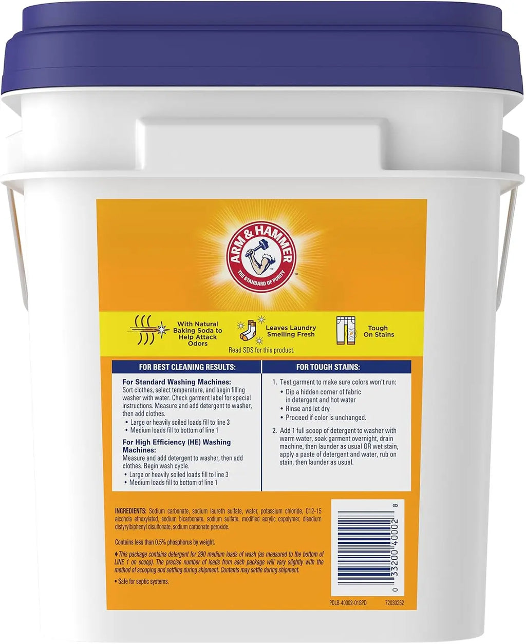 Gentle on Skin, Tough on Stains — Free & Clear Powder Laundry Detergent | 18lb Pail, 290 Loads, Sensitive Skin, HE Compatible