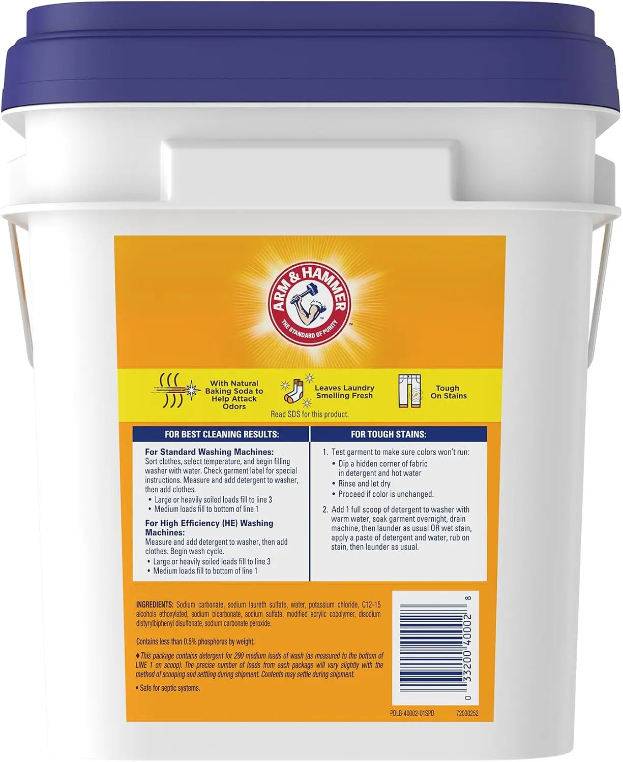 Gentle on Skin, Tough on Stains — Free & Clear Powder Laundry Detergent | 18lb Pail, 290 Loads, Sensitive Skin, HE Compatible