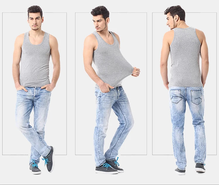 Men's Cotton Sleeveless Vest 3-Pack — Casual Fitness Sports Tank Top