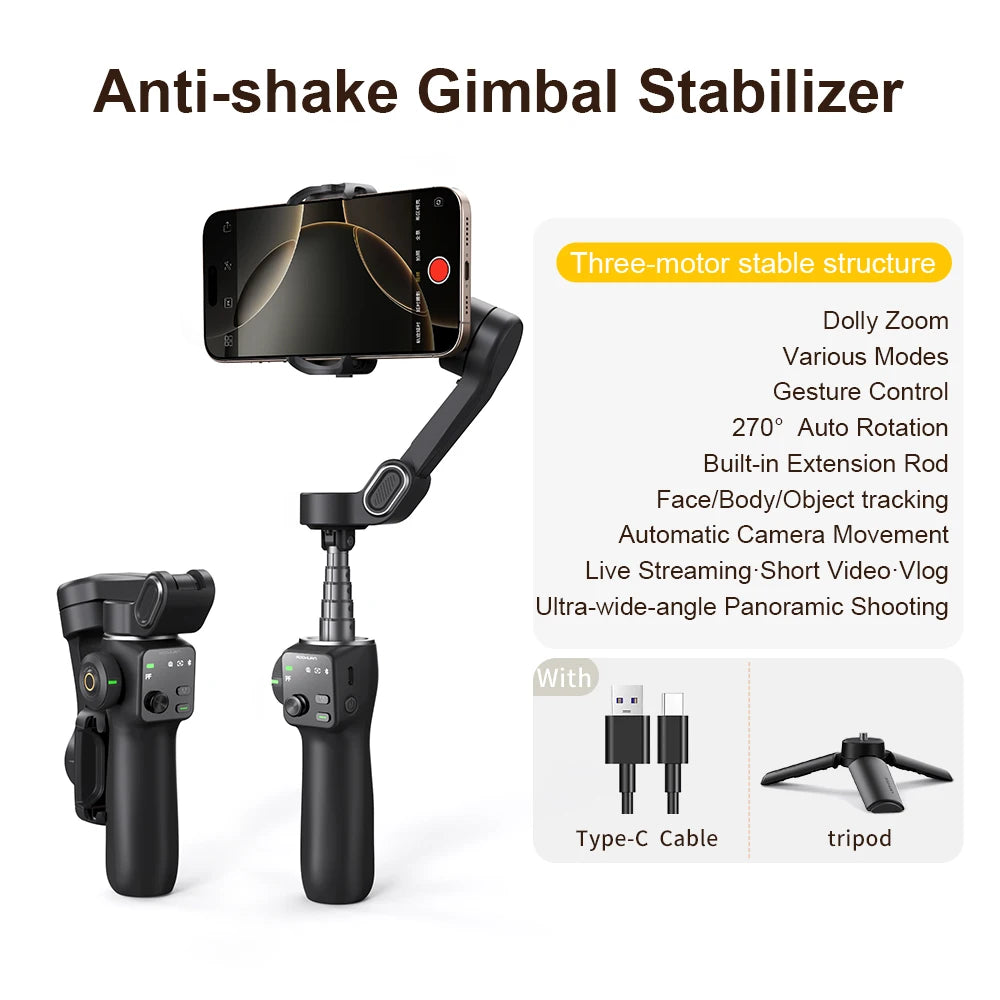 AOCHUAN 3-Axis Handheld Gimbal Phone Stabilizer — Smooth Video for iPhone & Android