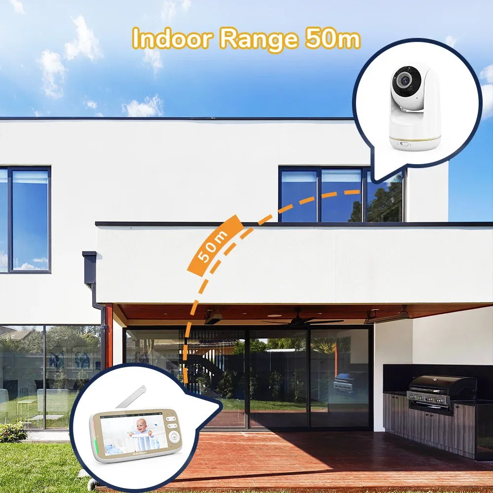 5" WiFi Baby Monitor – PTZ 355°, 3x Zoom, Night Vision, 2-Way Audio, App + Monitor, 22H Battery