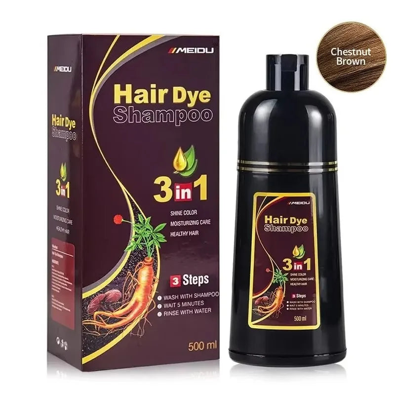 3-in-1 Hair Dye Shampoo — Natural Herbal Color & Moisturizing Conditioner