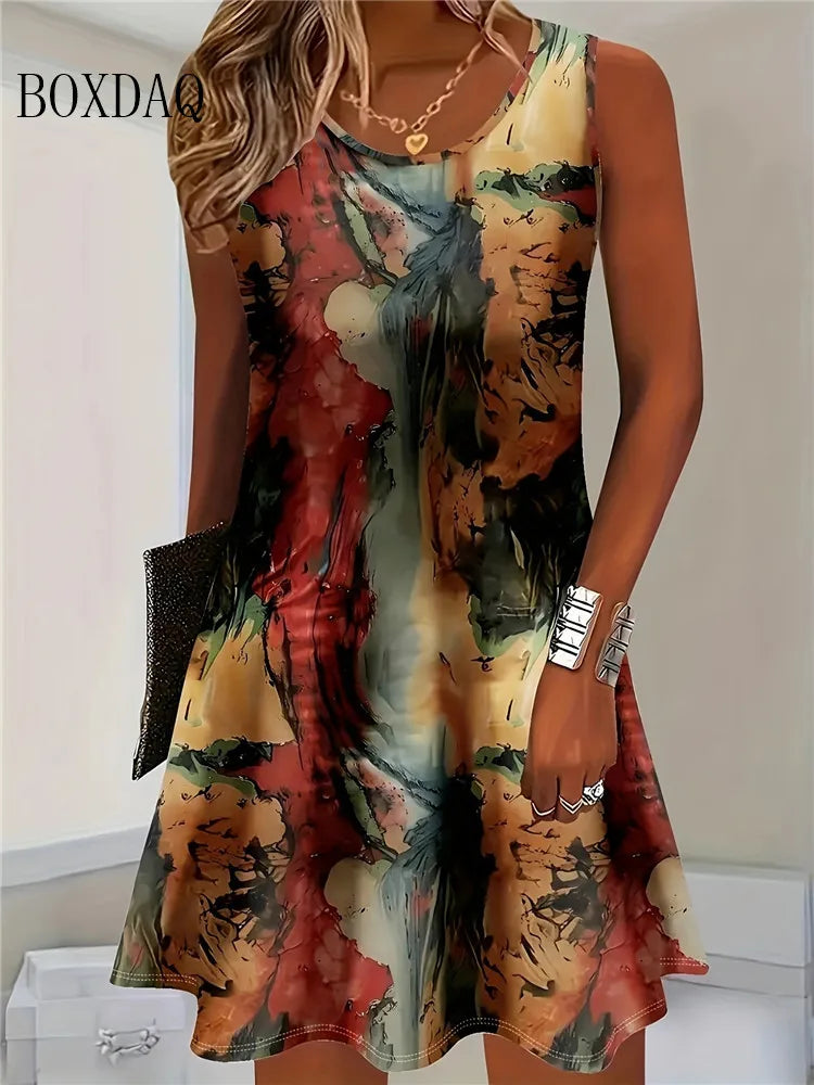 Women's Sleeveless Bohemian Floral Tank Beach Dress – Casual Sundress 2026