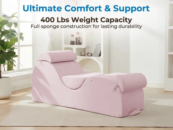 Velvet Yoga Chaise Lounge with Adjustable Footrest