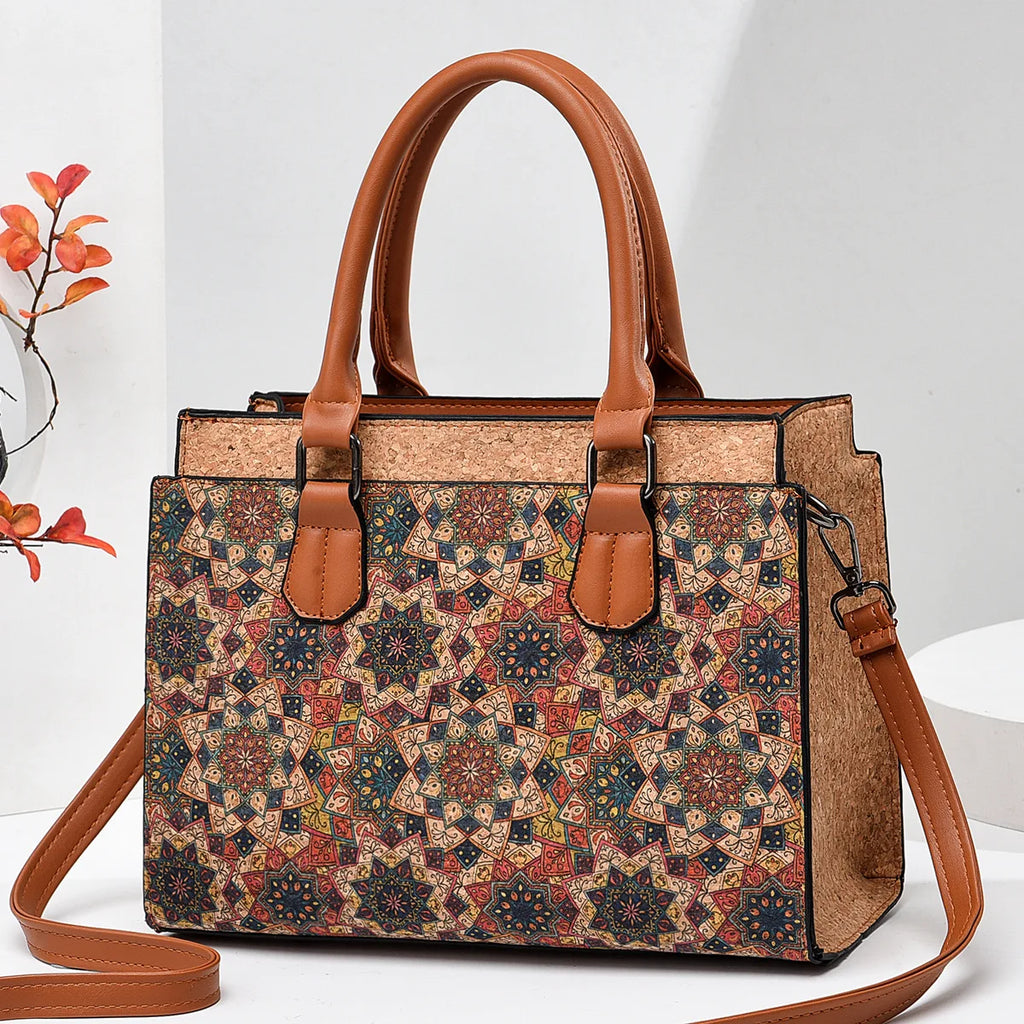 Luxury Floral Print PU Tote Bag – Large Capacity Shoulder Crossbody Messenger Bag for Women