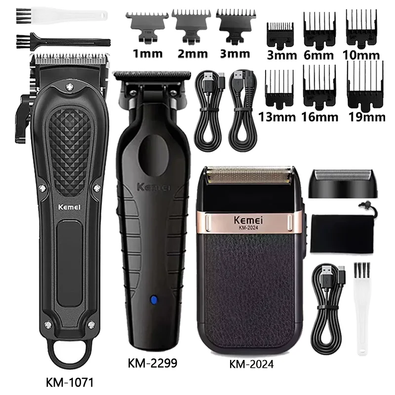 Kemei KM-1071 / KM-2299 / KM-2024 Cordless Hair Clipper – Wet/Dry, USB Rechargeable, CE & CCC