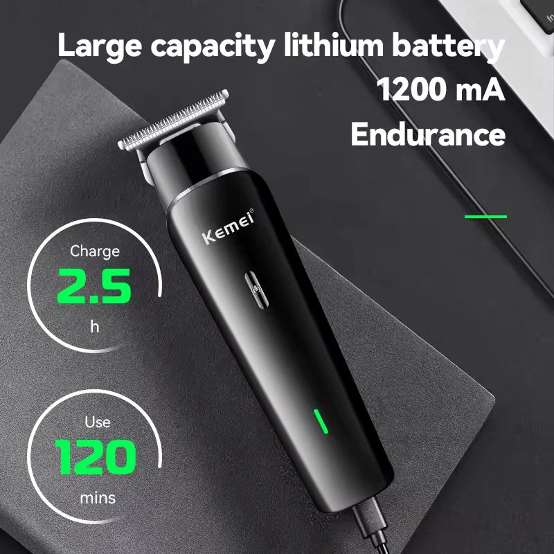 Kemei KM-1115 Professional Hair Clipper – USB Fast Charge, 160-Min Battery, Low Noise, Cordless